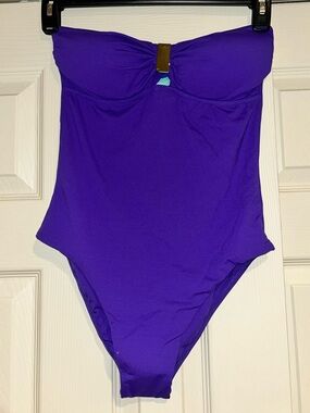 NWOT Melissa Odabach Strapless Purple One-Piece Swimsuit size 10 (small)